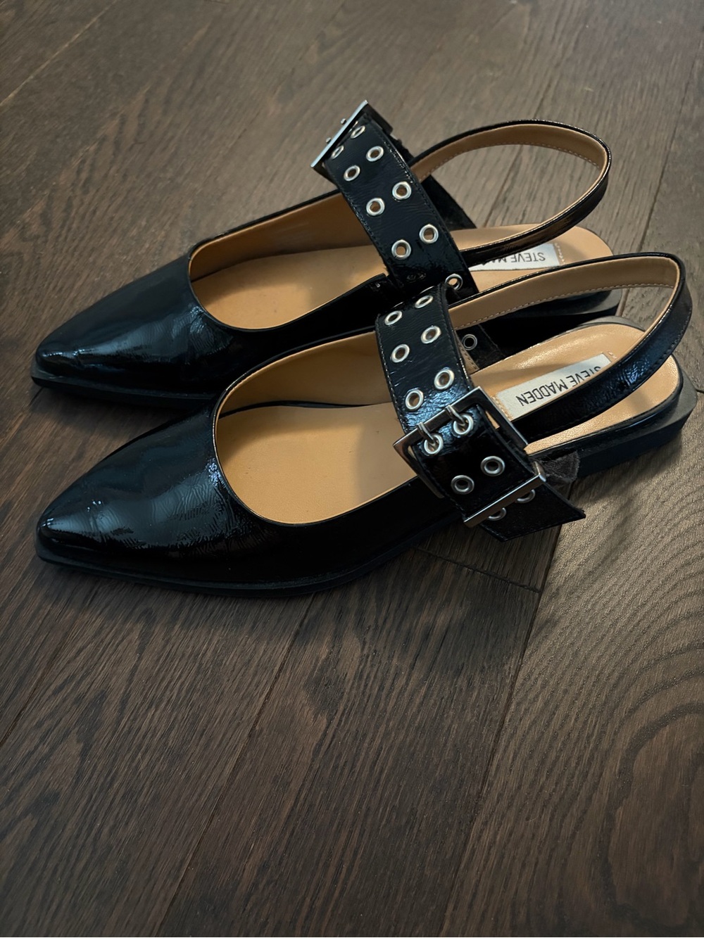 Steve Madden Black Slingback Flats